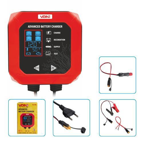 Импульсное зарядное устройство VOIN VL-125 12В 5А с LCD дисплеем и регулировкой 3-120Ач Харьков - изображение 1