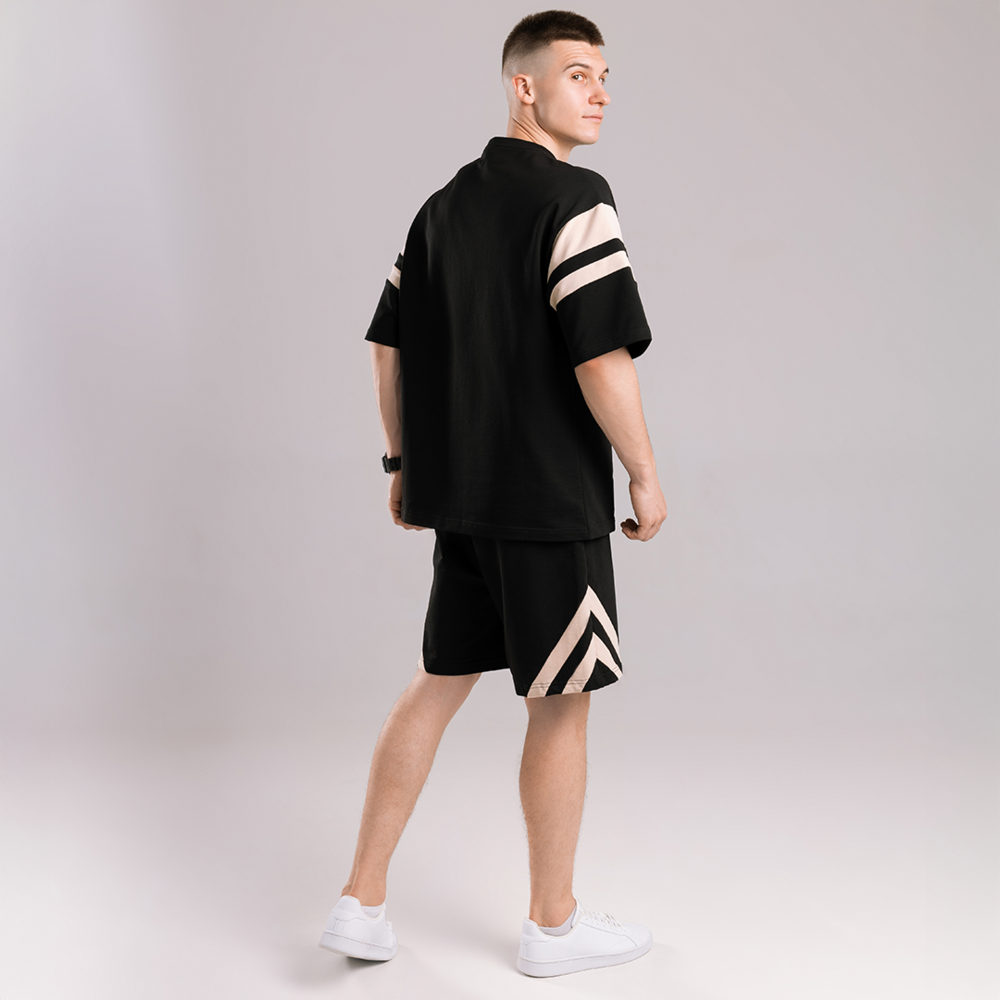 Мужской летний комплект шорты и футболка черный свободного кроя Pobedov Flow Киев - изображение 3