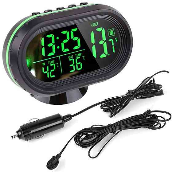 Автомобільний годинник з термометром і вольтметром VST 7009V SBR Київ