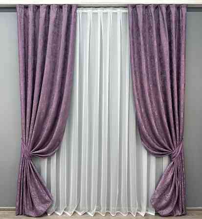 Комплект готових штор VR-Textil Жакард Sultan XO № 1145ш Фіолетовий 100х270 см 2 шт (31-430) Київ