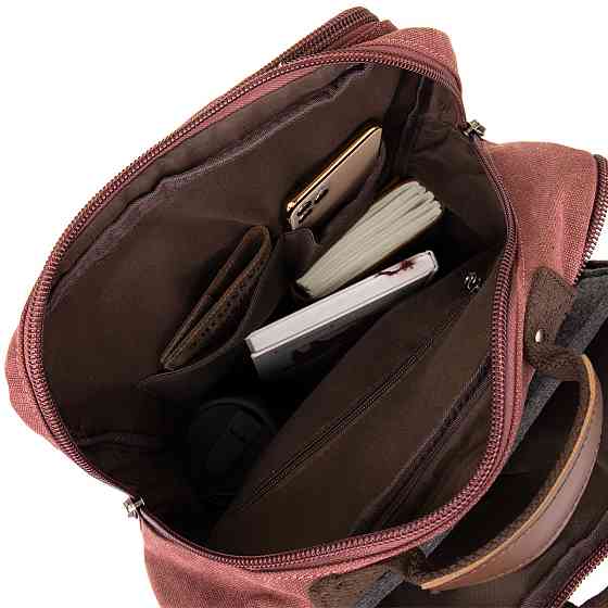 Рюкзак текстильний дорожній унісекс на два відділення Vintage 20615 Малиновий Київ