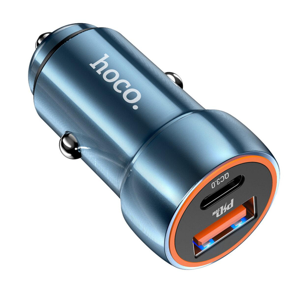 Автомобільний зарядний пристрій HOCO Z46A, колір блакитний whale PD20W+QC3.0 Sapphire, колір блакитний 6931474770349 Одеса - фото 3
