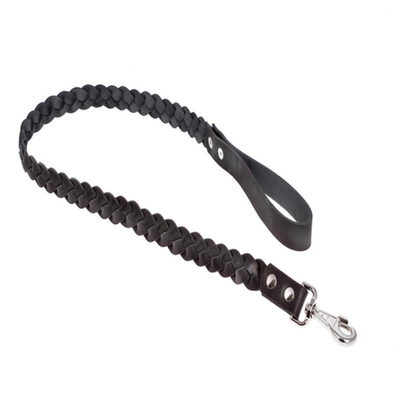 745 Повідець 25мм"КЛАСИК" шкіряний плетіння"КОСА ПОТРІЙНА" (1.15 м) Вінниця - фото 1