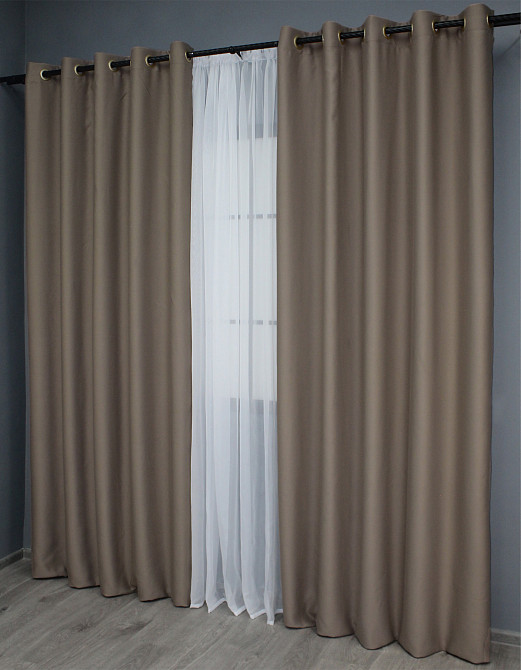 Комплект штор на люверсах VR-Textil Bagema Rvs № 1289ш Какао 150х250 см 2 шт (37-0015) Київ - фото 5