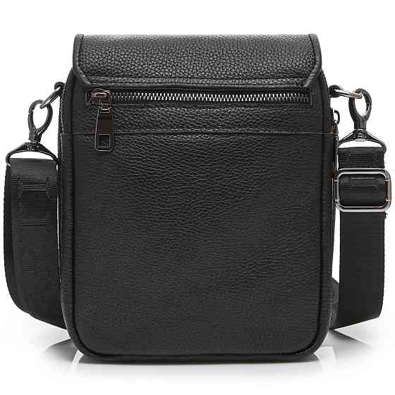 Кожаная мужская сумка-мессенджер через плечо черная Tiding Bag TD-23433 Каменское