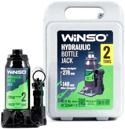 Домкрат гідравлічний телескопічний WINSO 2т, висота 148–278 мм, пластикова упаковка (170210) Ковель