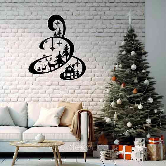 Декоративное настенное Панно «Новый год», Декор на стену 90*78 см, Чёрный Киев