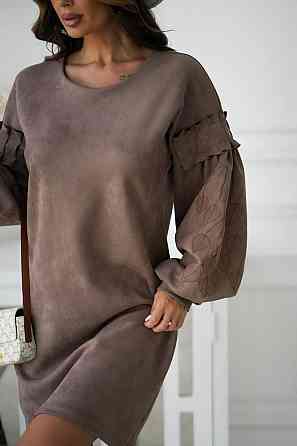 Женское замшевое платье с вышивкой 46 - 48, Капучино Одеса