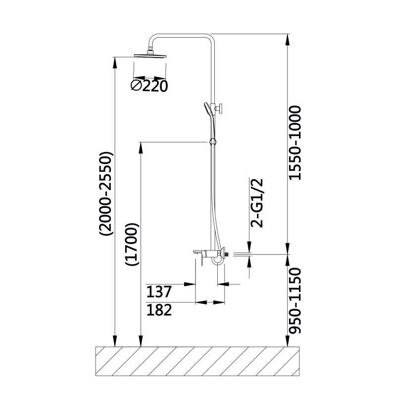 Душевая система из латуни Qtap Aries на три потребителя (с изливом) QTARI111CRM45560 Chrome Харьков - изображение 2