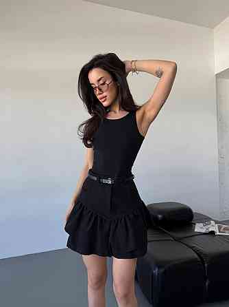 Жіноча трендова спідниця  з кокеткою-баскою джинс-котон Одеса