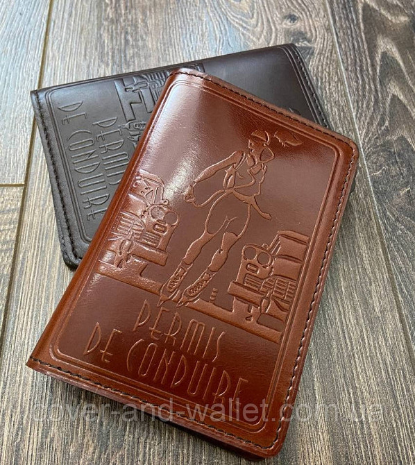 Жіноча шкіряна обкладинка для водійських документів Бордовий Київ - фото 1