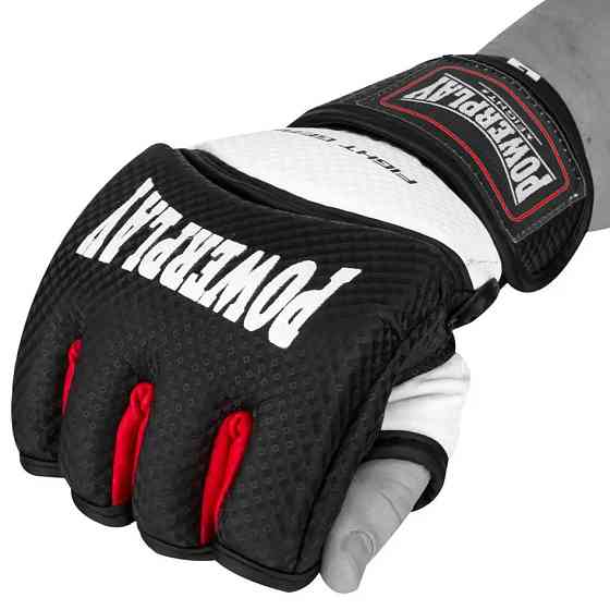 Рукавиці для MMA PowerPlay 3075 Чорні-Білі M (капа в подарунок) Каменское