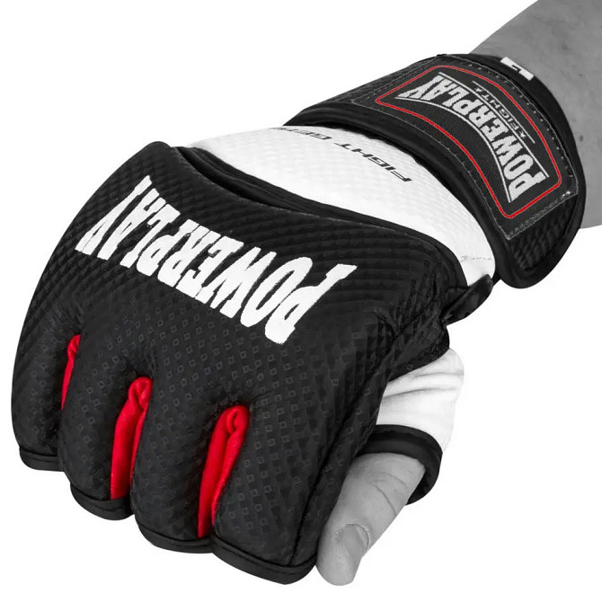 Рукавиці для MMA PowerPlay 3075 Чорні-Білі M (капа в подарунок) Каменское - изображение 2