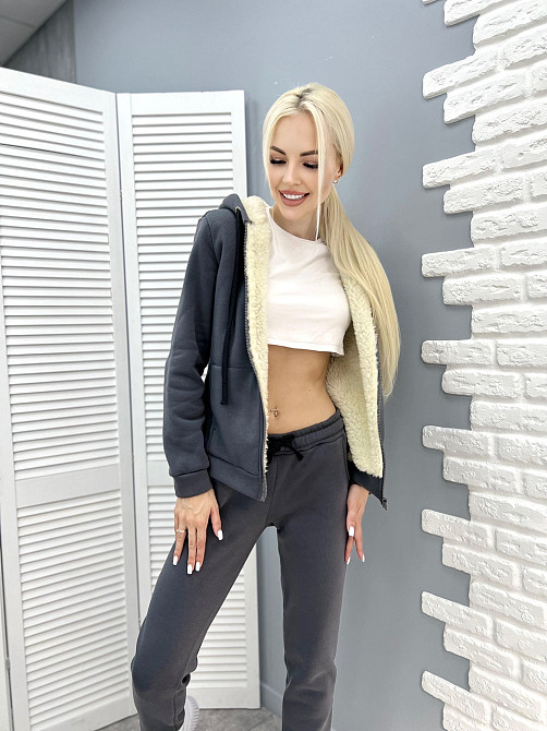 Зимовий спортивний костюм на хутрі "Nord" оптом | Батал Графіт, 50-52 Київ - фото 4