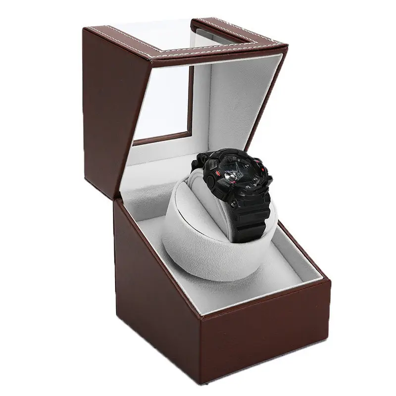 Шкатулка для подзавода часов Виндер тайммувер для 1-х часов (Коричневый с серым) Винница - изображение 1