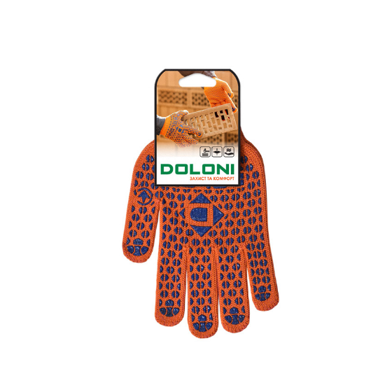Рукавички 584 трикотаж 280 текс з крапкою ПВХ клас 7 помаранчевий ДКГ Житомир