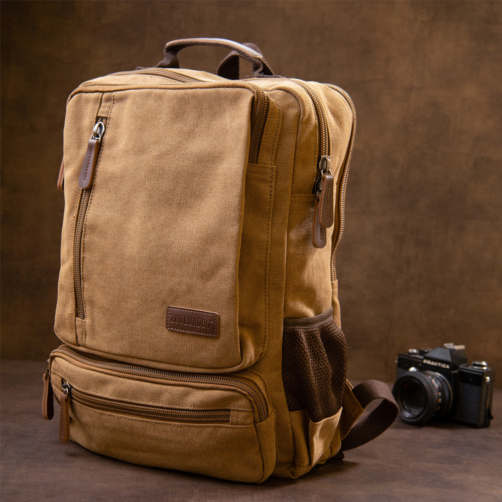 Рюкзак текстильний дорожній унісекс на два відділення Vintage 20614 Пісочний Київ - фото 9