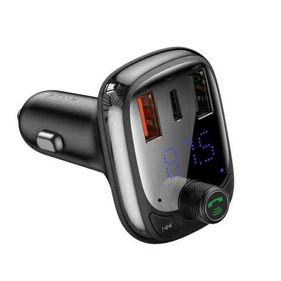 FM трансмітер модулятор Baseus S-13 Bluetooth 5.0 c функцією зарядки (Чорний, 2xUSB, 1xType-C) Николаев
