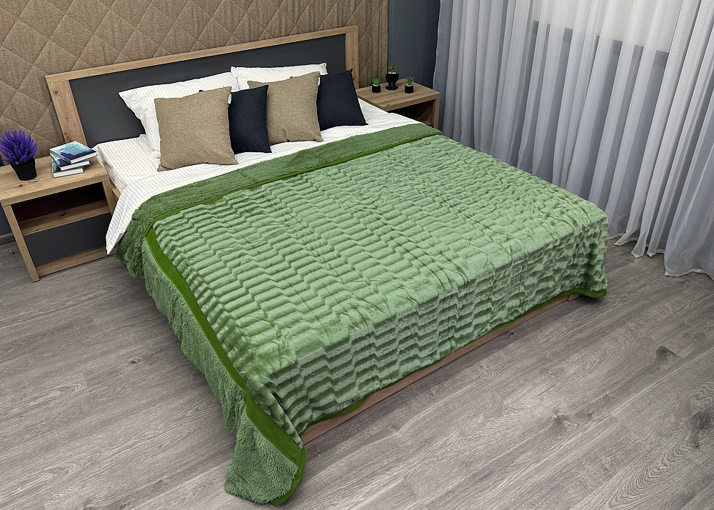 Плед-покривало смужка 220х250 см (+-5см) Салатовий (87-103) Київ - фото 3