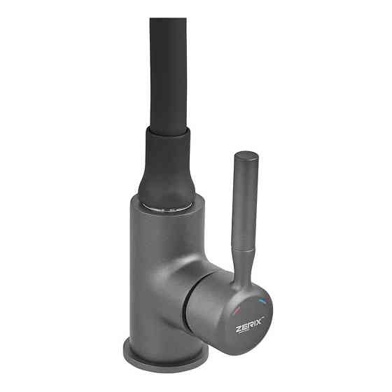 Змішувач для кухні Zerix Atrium-011-T Graphite Refl.Black (Колір графіт+силіконовий вилив чорний) (ZX6106) ( 16205 ) Харьков