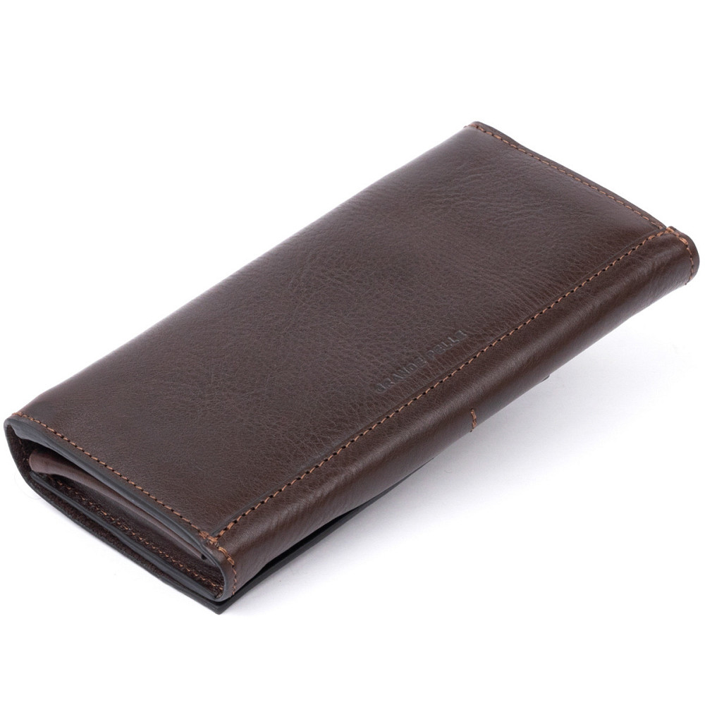 Горизонтальный клатч глянцевый на магните GRANDE PELLE 11317 Шоколадный Киев - изображение 10