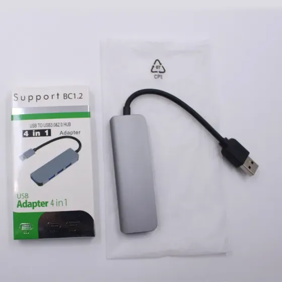 Peripls USB 3.0 хаб 4-в-1 + 4-портовий адаптер для ноутбуків та ПК з підтримкою BC1.2, високошвидкіс Київ
