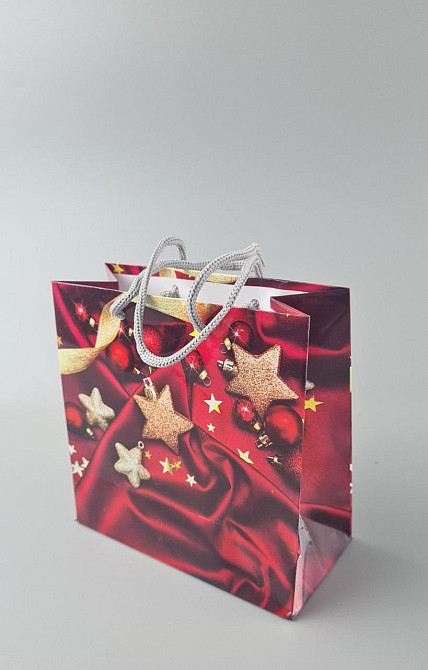 Новогодние, бумажные ,подарочные  пакеты с ручкой Чашка 16/16/8-022 (12 шт) Харьков - изображение 1