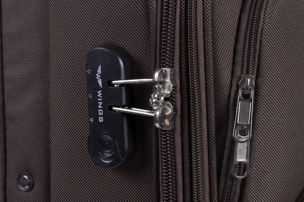 Чемодан тканевый WINGS 1708 большой с улыбкой 4 колеса 75 см коричневый Киев - изображение 2