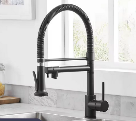 Змішувач для кухні з латунний з висувним і стаціонарним зливом з нержавіючої сталі, колір чорний Кам'янець-Подільський - фото 4