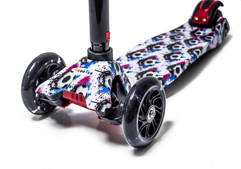 Самокат для хлопчика від 3-х до 6 років MAXI. Малюнок М'ячики. Світиться чорні колеса! Одеса - фото 2