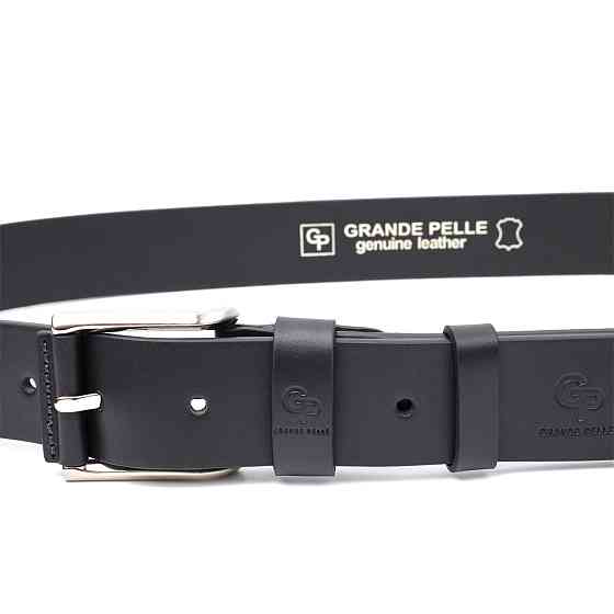 Якісний ремінь під джинси з натуральної шкіри GRANDE PELLE 11685 Чорний Київ