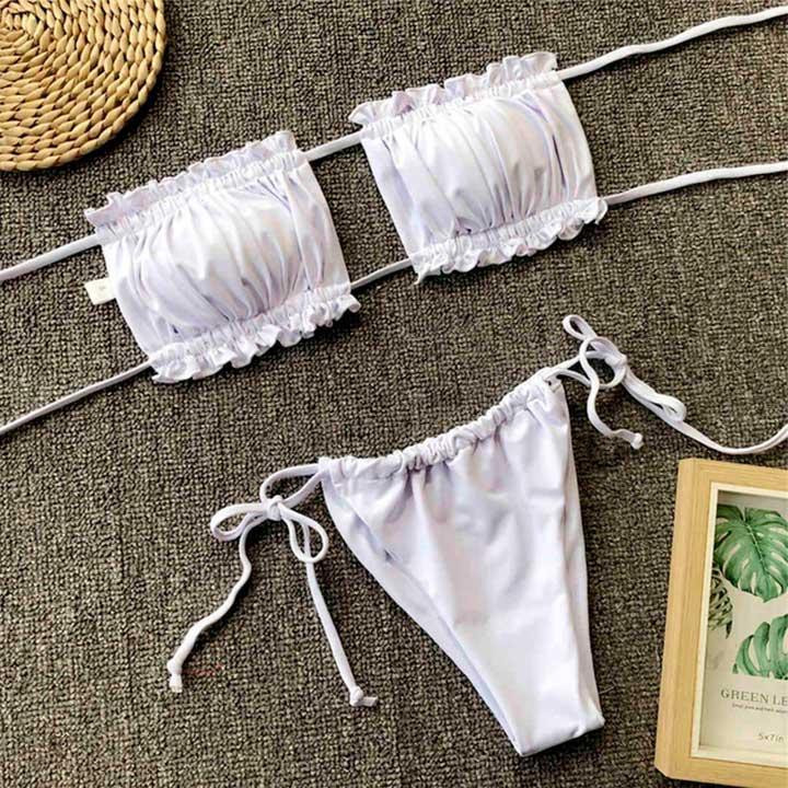 Купальник шторки на зав'язках S-M білий Вінниця - фото 18