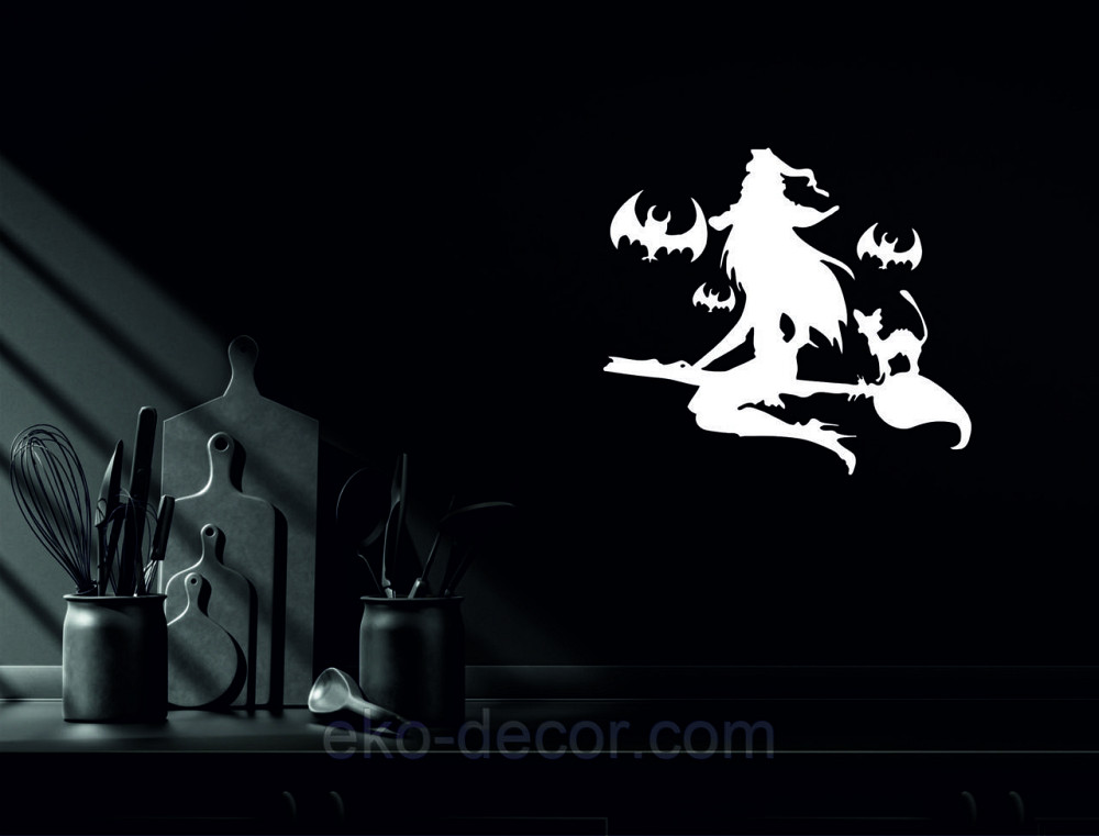 Декоративне настінне Панно «Відьма на мітлі», Декор на стіну 110*97 см, Білий Київ - фото 8