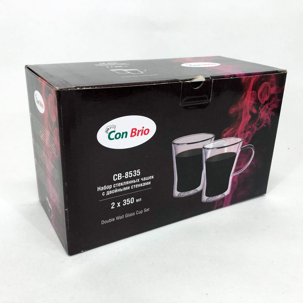 Чашка бонна с двойным стеклом Con Brio CB-8535-2 350 мл 2 шт, Набор стаканов с двойным стеклом 2 шт LV-89 Львов - изображение 3