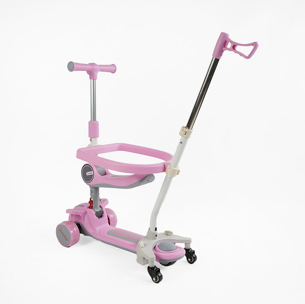 Самокат 5в1 Skyper колеса PU 125х40мм зі світлом платформа з підсвічуванням звук бампер Рожевий (TY-1061) Чернігів - фото 6