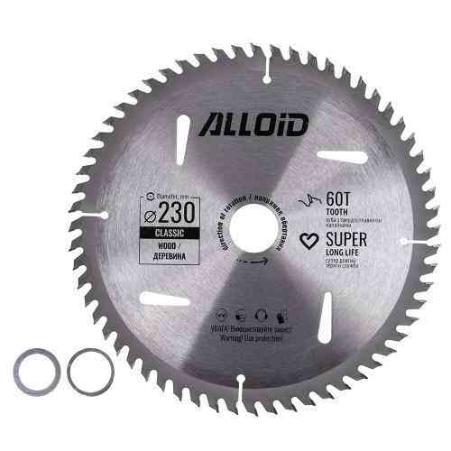 Диск пиляльний по дереву з твердосплавними напайками 230х30/25,4/22,2мм, 60 зубів Alloid Одеса
