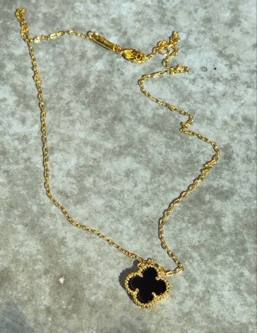 Van Cleef набір 3 предмети /сережки, підвіска, кільце / чорний під онікс / лимонне золото AU 750 / проба, гравіювання Одеса - фото 4