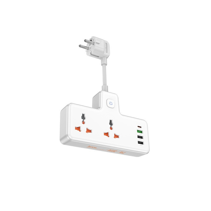 Мережевий подовжувач HOCO  AC12A Reise 2-position expansion socket(PD30W/1C3A) (8.5 cm) White Київ - фото 1