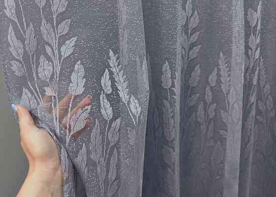 Тюль жаккард с вышивкой, цвет серый 1458т Киев