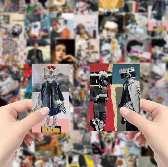 Набір арт-наклейок у стилі колаж, 50 шт Київ