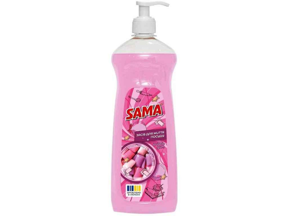 Средство для мытья посуды 1л Bubble gum ТМ SAMA Киев - изображение 1