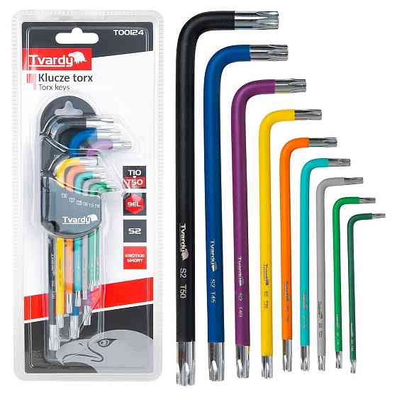 Ключі L-подібні Torx кольорові "Tvardy" [S2], комплект 9 шт, (T10-T50) Стрий