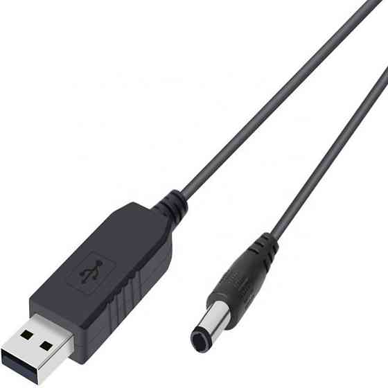 Кабель переходник USB – 5.5x2.1 мм, 1 м, повышающий с 5 В до 9 В, для питания роутера и модема Киев