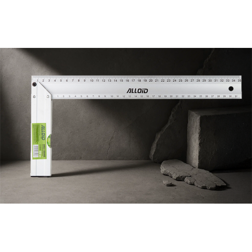 Косинець будівельний алюмінієвий, 350мм з рівнем Alloid Одеса