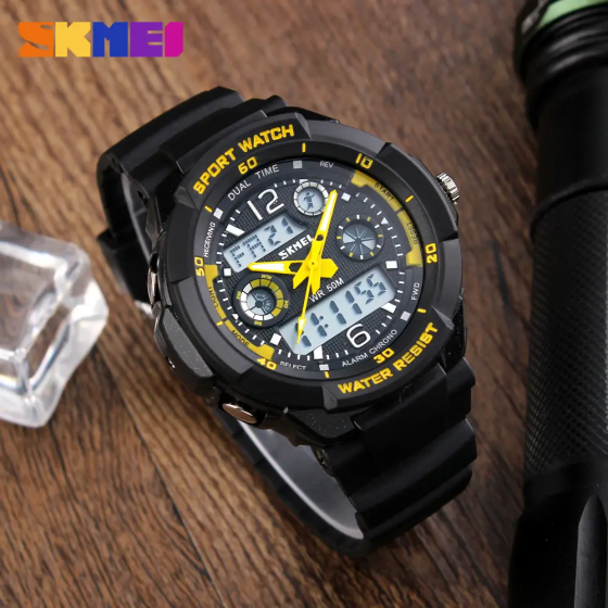 Дитячий спортивний наручний годинник Skmei 1060 s-shock Жовтий Вінниця