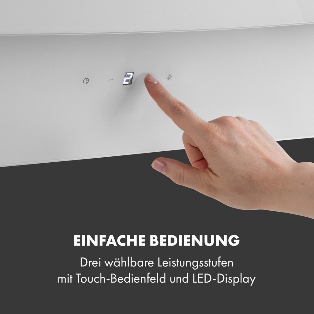 Витяжка Antonia без голови 90 см 350 м3/год сенсорна панель керування EEC B скло біле 90 см 
             Білий Рівне - фото 6