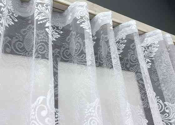 Короткая тюль, высота 1,6 м., жаккард цвет белый 1778т Киев