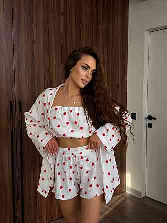 Женская повседневная домашняя пижама с принтом муслин 100% хлопок Одесса