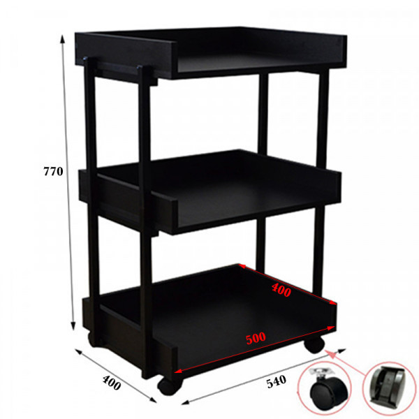 Візок косметологічний на 3 полиці з бортиками UK-04 Київ - фото 7