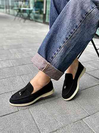 Lemon Лофери жіночі замшеві чорні на плоскій підошві весна-осінь р. 36-41 / Лофери з натурально Коломия